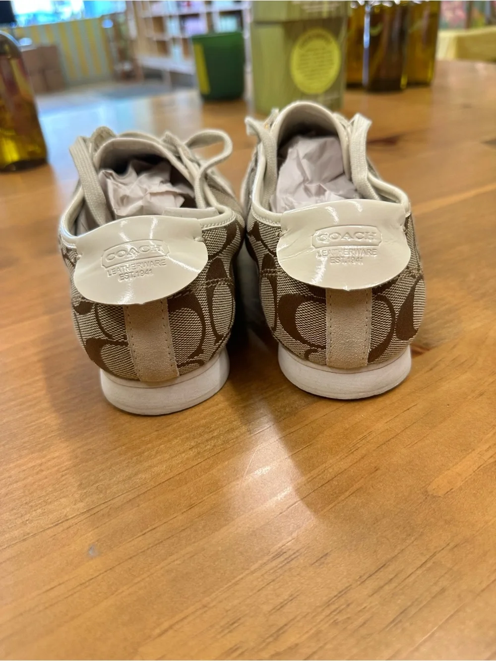 Coach Beige and Brown Signature Runner Sneakers